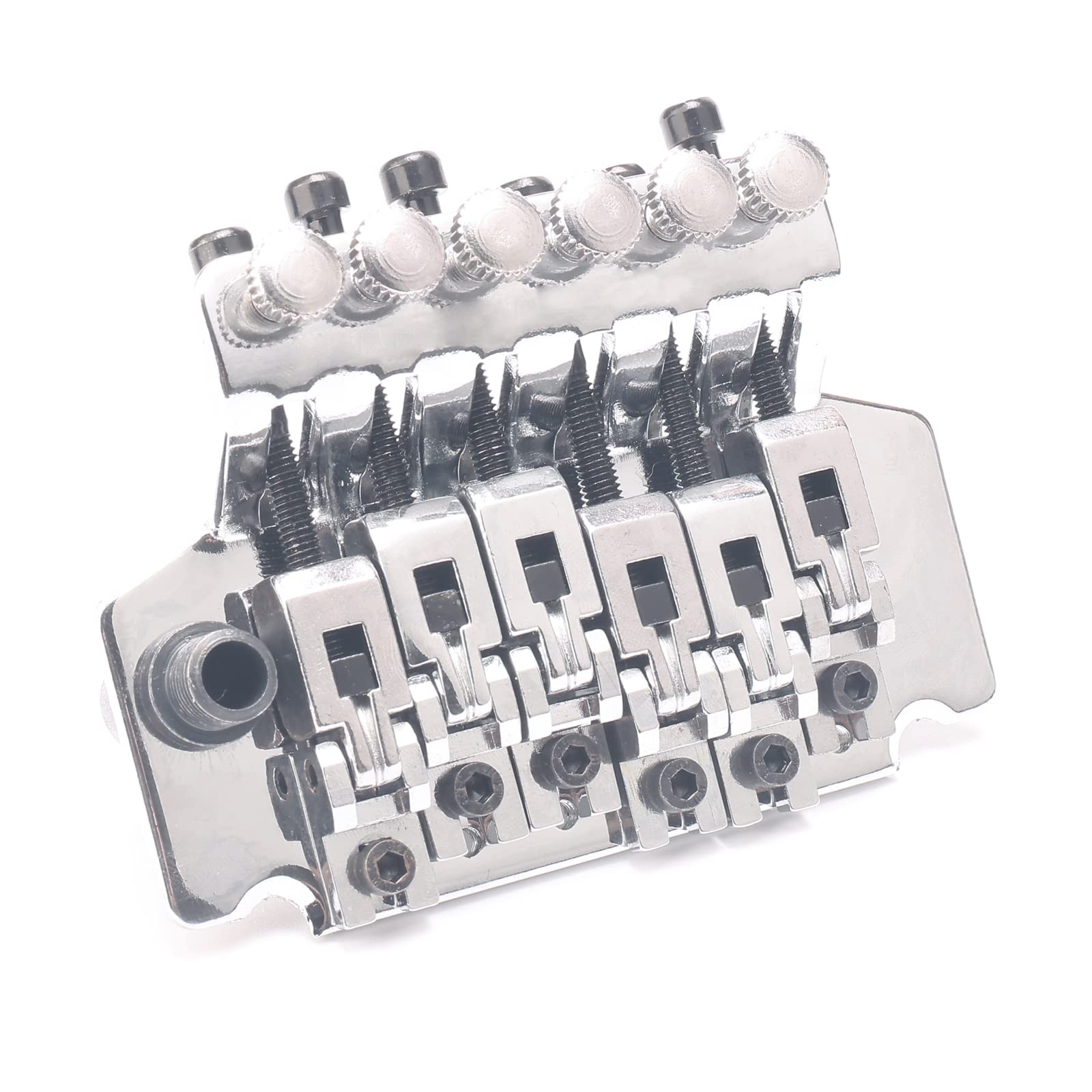 Swhmc Silver Guitar Double Locking Tremolo Bridge with Bar for Double Strat Locking Floyd Rose Style Electric Guitar and 6R Seal